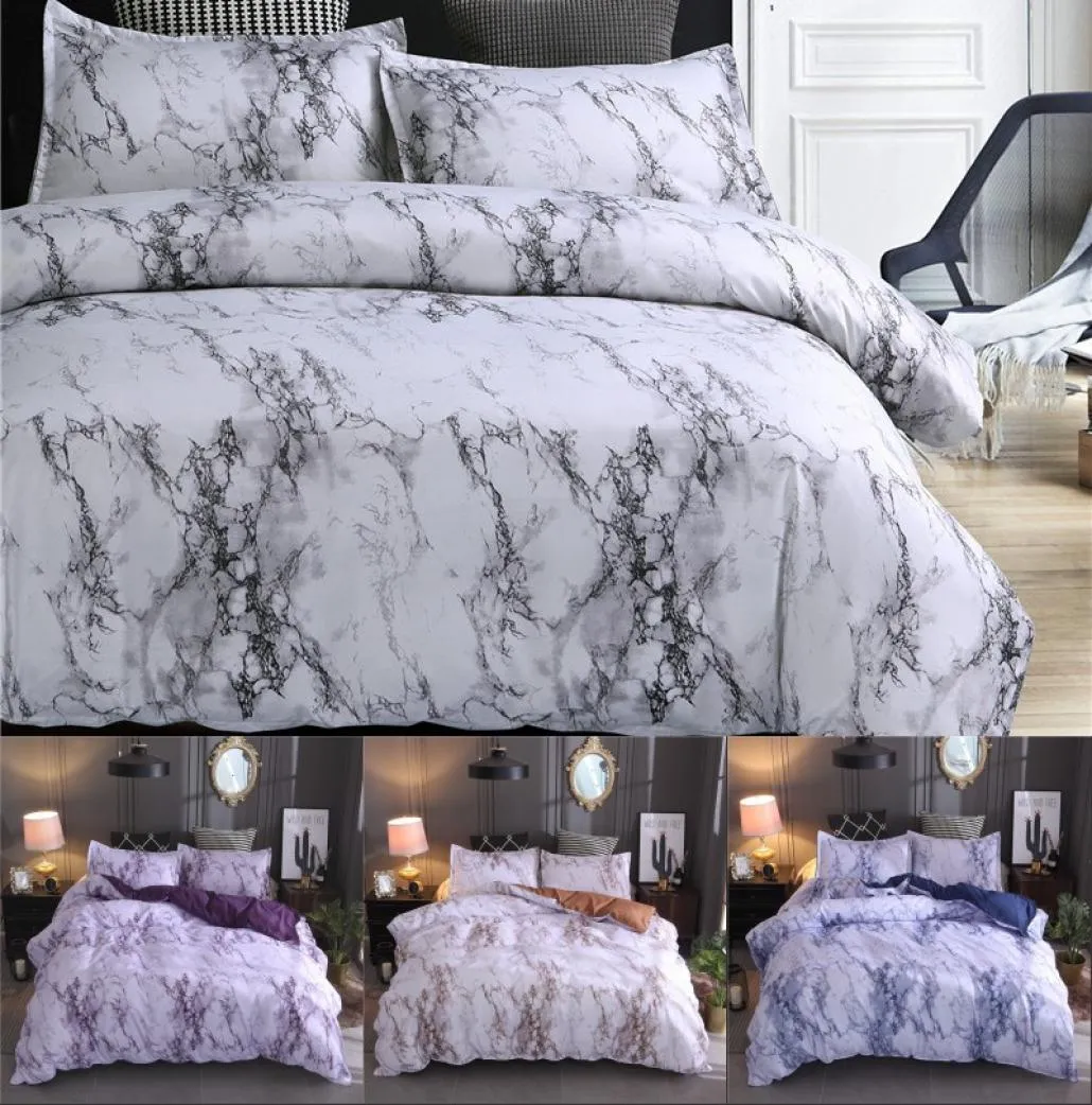 Conjuntos de ropa de cama de patrones de mármol Conjunto de cubierta de ropa de cama de poliéster 23pcs Twin Doble Queen Counta Cubier de cama Lino Sin Hoja Sin relleno4873401