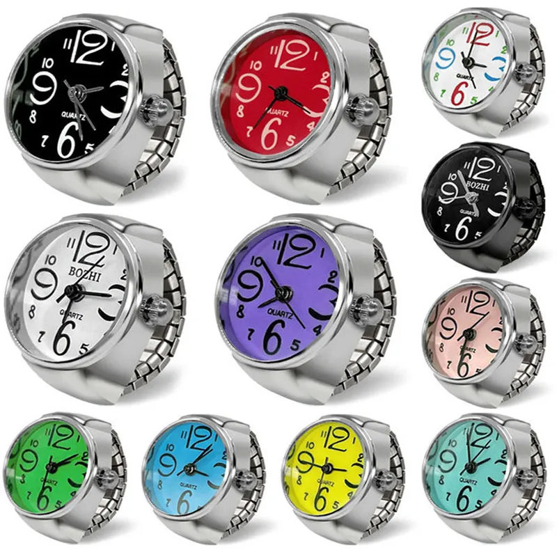 Vintage Punk Quartz Uhrenringe Elastizität dehnbarer Quarz Uhr Ring für Frauen Männer Paar Schmuck Watch Handdekoration Hip Hop Schmuck Schmuck