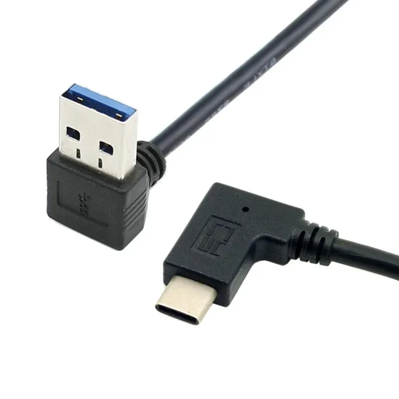 Angled 90 Degree L Shape USB-C To USB-C, 3A 36W Cable - Black