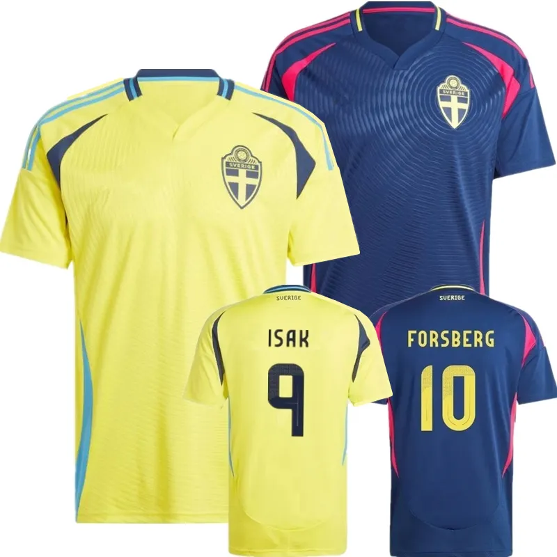 Szwedzka koszulka piłkarska 2024 Szwedzka drużyna narodowa dom na wyjazd ibrahimovic koszulki piłkarskie Zestaw Isak Kulausevski Larsson Forsberg Gyokeres