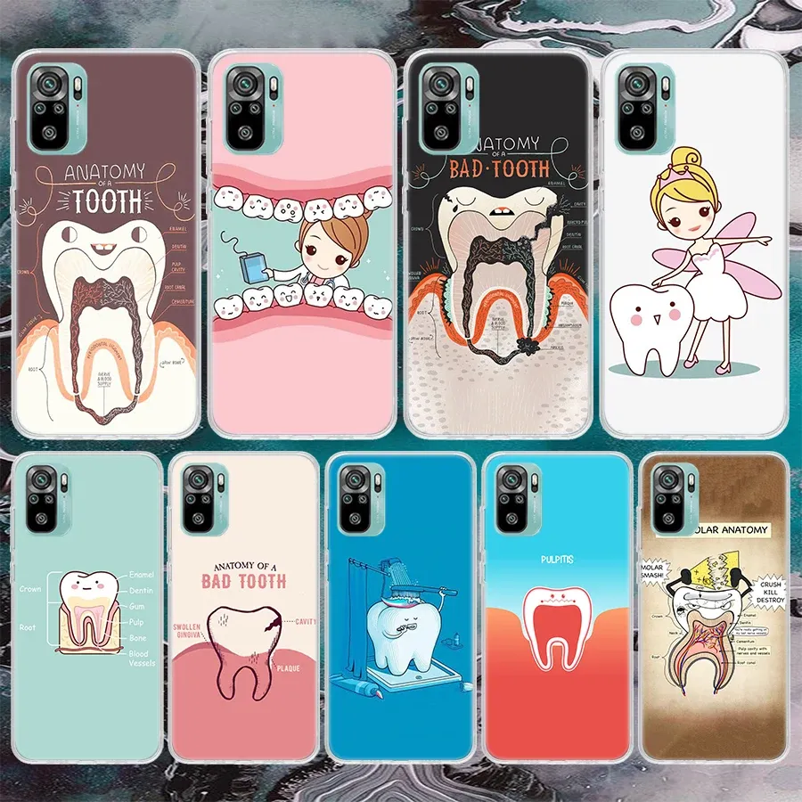 Мудрость зубов зубов зубов мягкий телефон для Xiaomi Redmi Примечание 10 10S 11S 11t 9 9S 8T 8 12 11e Pro Plus 7 6 5 5 Pattern Cover