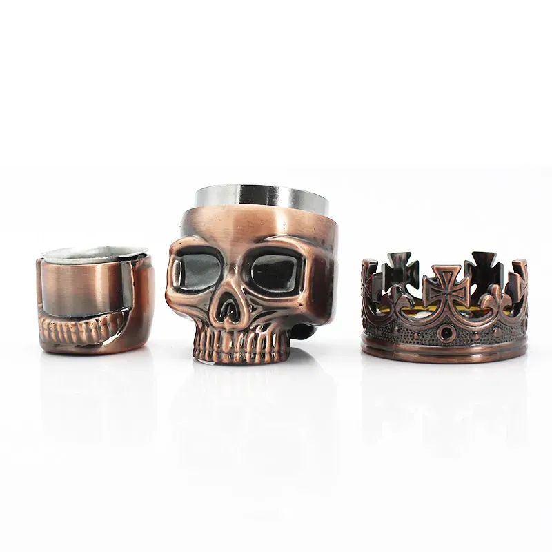 King Skull Shape Metal Tobacco Grinder Herb Smoke Smoking Grinders Hand Muller Magnetic hand Muller #2715