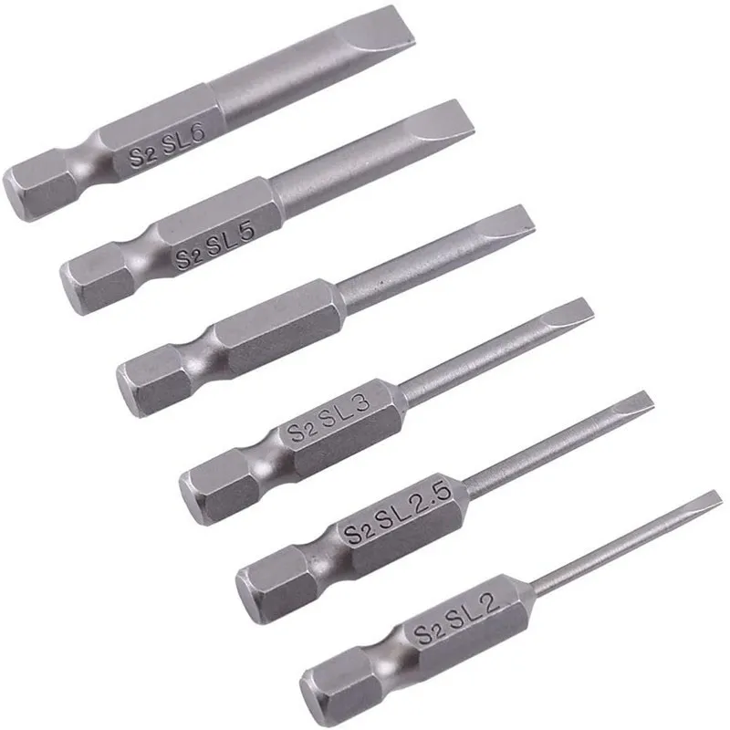 S2 Steel Flathead Slotted Screwdriver Bits Set, 1/4 Inch Hex Shank ...
