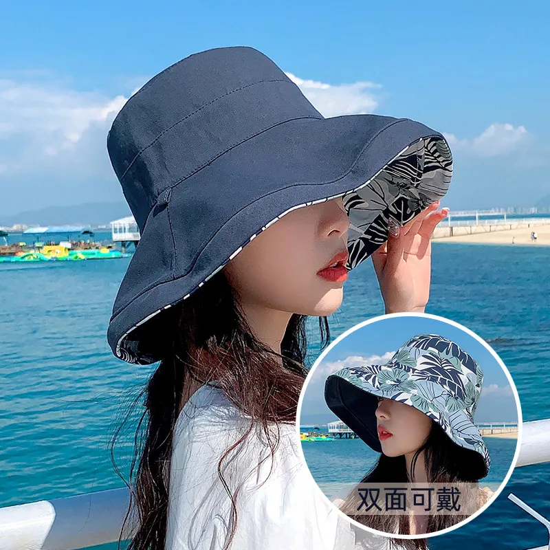 DHgate Womens Outdoor Reversible Sun Hat Foldable Bucket Hat with UPF 50 Protection Chin Strap and Wide Foldable Brim Sports Outdoors