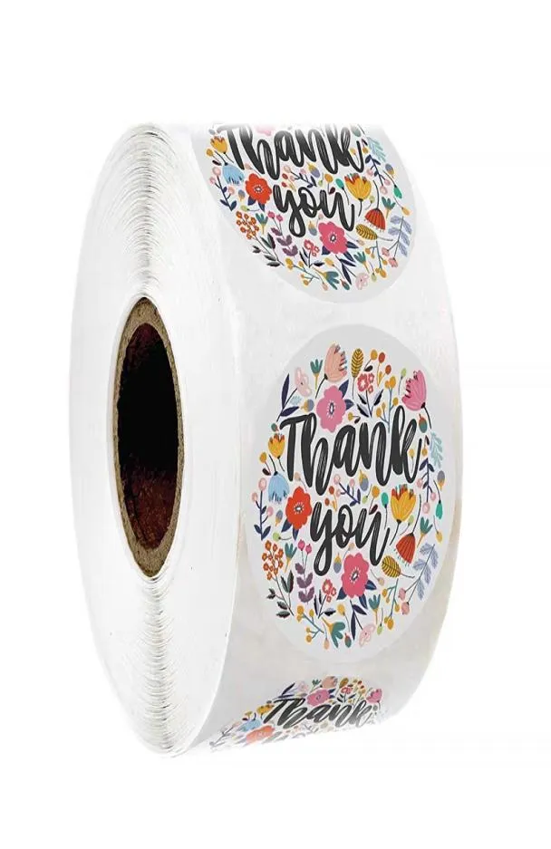 1inch 500pcs thank you labels printed adhesive stickers with flowers craft and gift paper package label sticker5833676