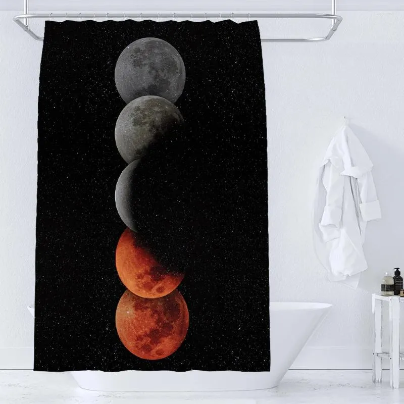 Rideaux de douche style minimaliste ciel étoilé et rideau de lune baignoire de salle de bain imperméable en polyester bain art intérieur décoration avec crochets