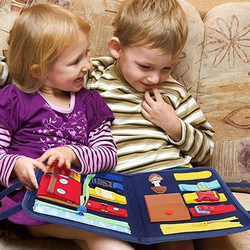 Montessori leksaker upptagen styrelse BUCKLE Training Essential Skills Sensory Education Toys Toddlers Intelligence Preschool Development
