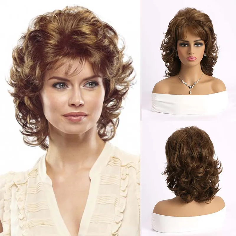 Pixie Cut Wig Fluffy Curly Layered With Bangs Synthetic Heat Resistant Short Amazon.com : MOONSHOW Short Pixie Cut Wigs for Black Women  main image 2