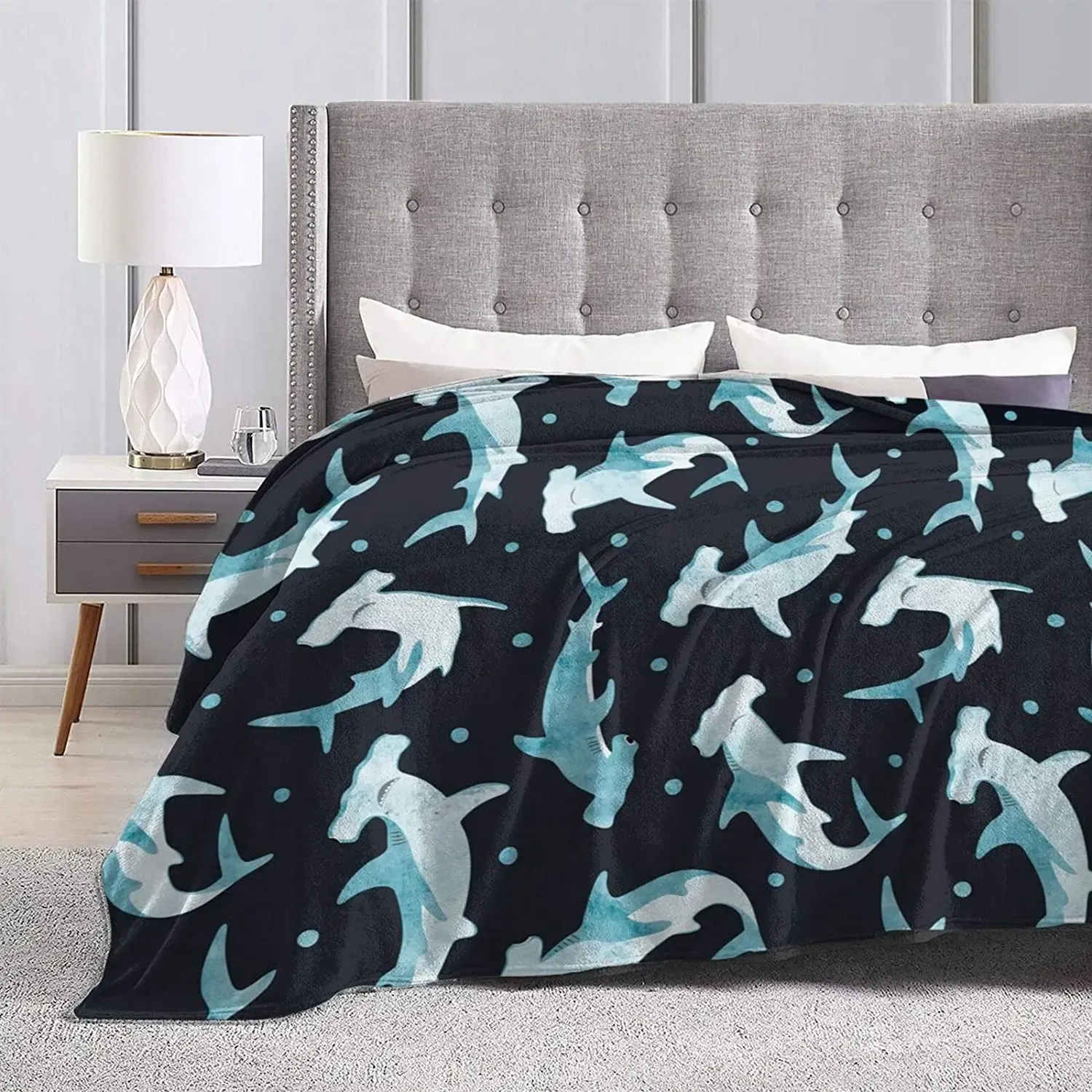 Hammerhead Shark Blanket for Kids Teens Adults Soft Fleece Throw Blanket Cozy Bed Blanket King Size for Couch Bed Travel Camping