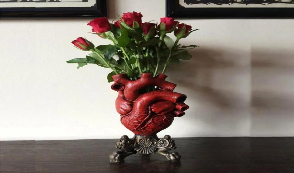Coeur anatomique forme de fleur vase nordique style pot vases sculpture plante de bureau pour décoration intérieure