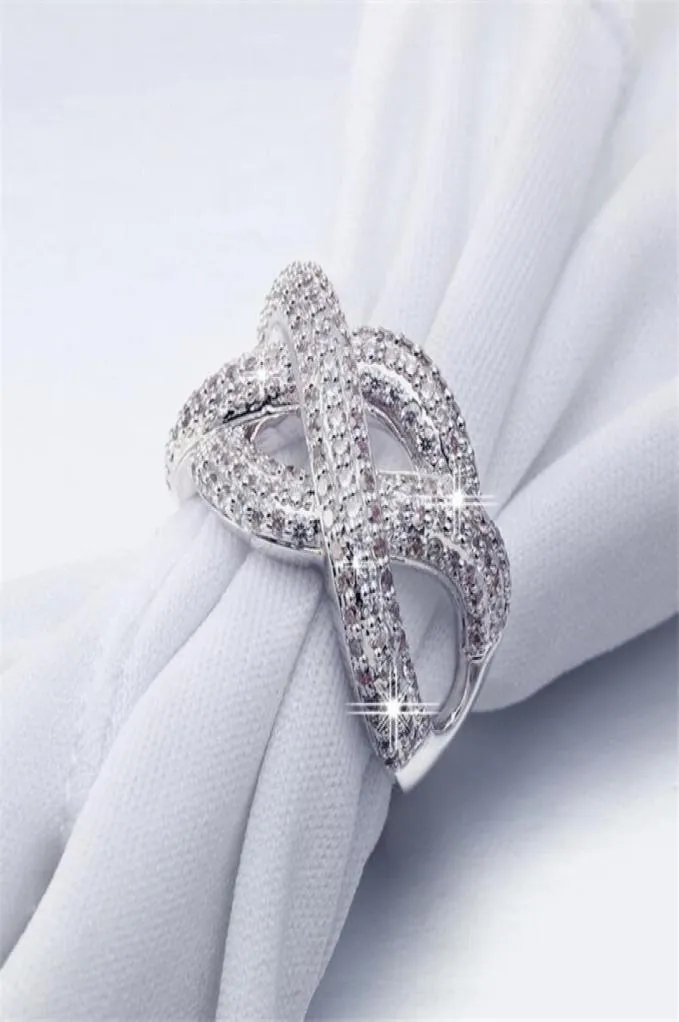 Anello di Infinity Fashion Vecalon 925 Sterling Silver Diamond CZ Impegno per matrimoni a fedi per le Finger Jewelry Mentue5232168