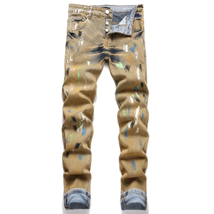 Designer Jeans Men jeans broek voor vrouwen en mannen retro high street jeans spetterde inkt graffiti street jeans broek