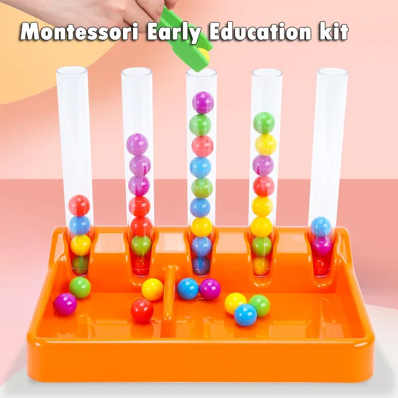 Kleinkind Mathematikunterricht AIDS Rainbow Balls Clip Perlen sortieren Spiele Röhrchen Farbspiele Kinder Montessori Bildungsspielzeug