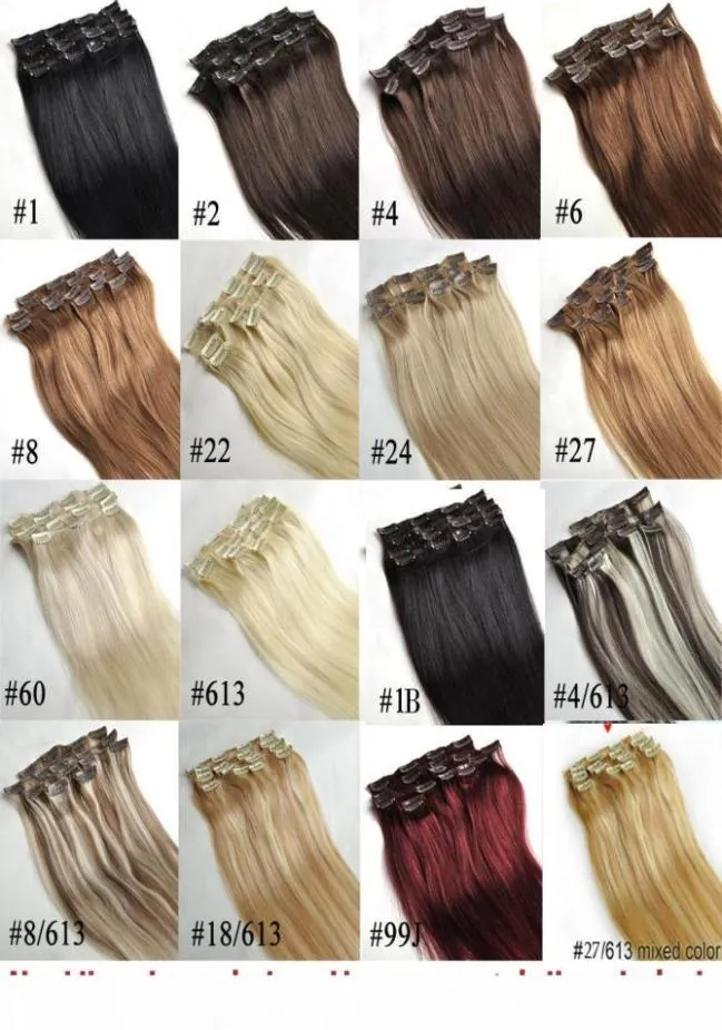 Zzhair 16quot32quot 100 Brasilianska Remy Human Hair Clips In On Human Hair Extension 7st Set Full Head 70g 80g 100g 120g 140g755488