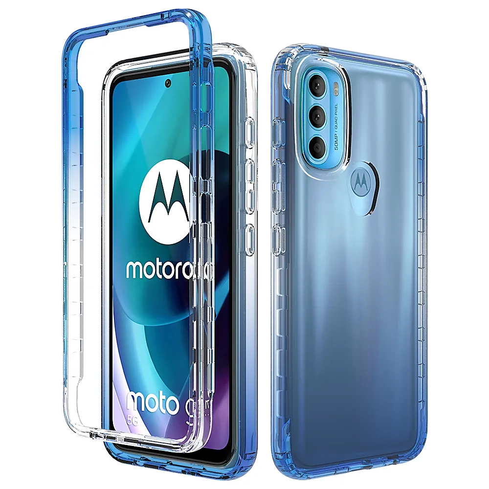 Case transparente de color caramelo grueso para Motorola Moto G71 5G G41 G200 G60S G50 5G G G30 Cubierta de doble capa de choque híbrido puro