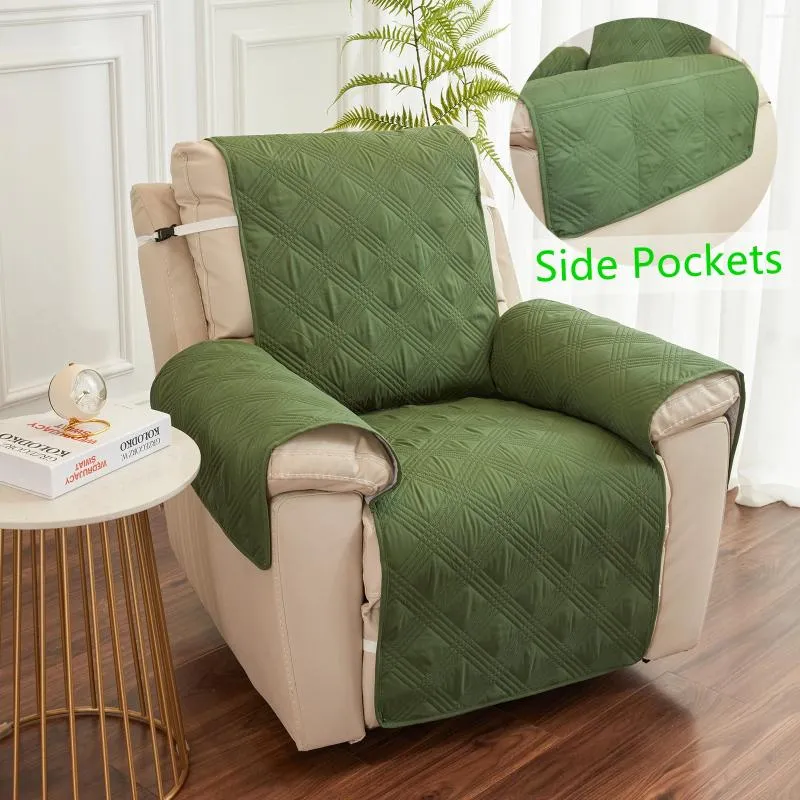 Stol täcker Jacquard Recliner soffa täcker fåtölj med fickor slipcover hundar husdjur barn antislip soffskydd