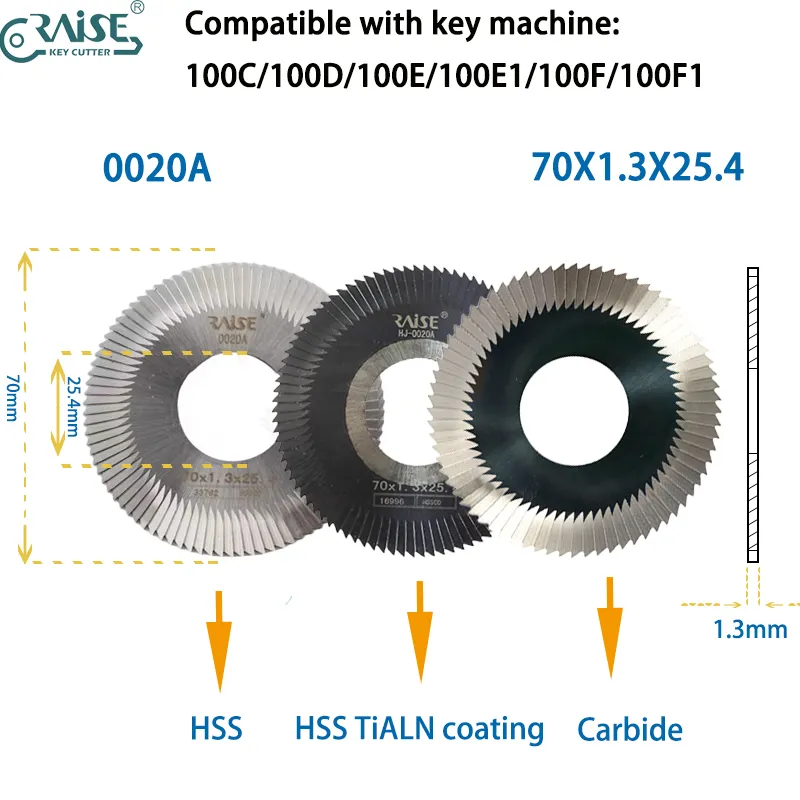 Key Machine Milling Cutter 0020A 0020ac.c 70x1.3x25.4 Wenxing 100C 100D 100E 100F LOCKSMITH TOLLEDEN