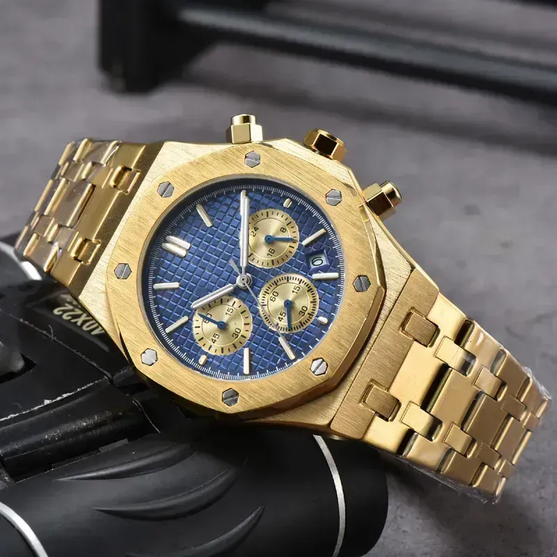 AP nadgarstki zegarki Mężczyzn Nowe męskie zegarki sześć igieł wszystkie wykładowe kwarc Sapphire Watch Wysokiej jakości designerska luksusowa marka Chronograph Clock Band Fashion A019