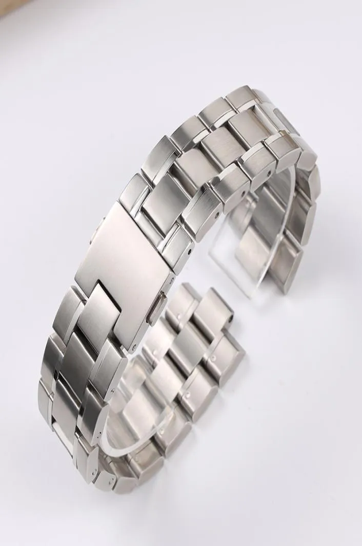 Neues 20 -mm -22 -mm -Silber -Edelstahl -Wachband für massive Stahl für fest gekrümmte End -Einsatz -Verschluss Armband für Männer Logo 012864713