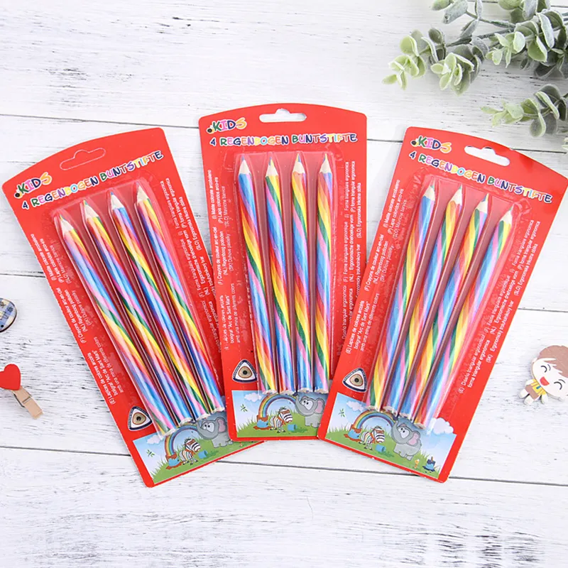 pastell 4 Farben Konzentrische Gradient Rainbow Bleistift Bleistift Buntstifte Bleistift Set Kids Stationery Kunstmalerei Zeichnen Geschenk Geschenk