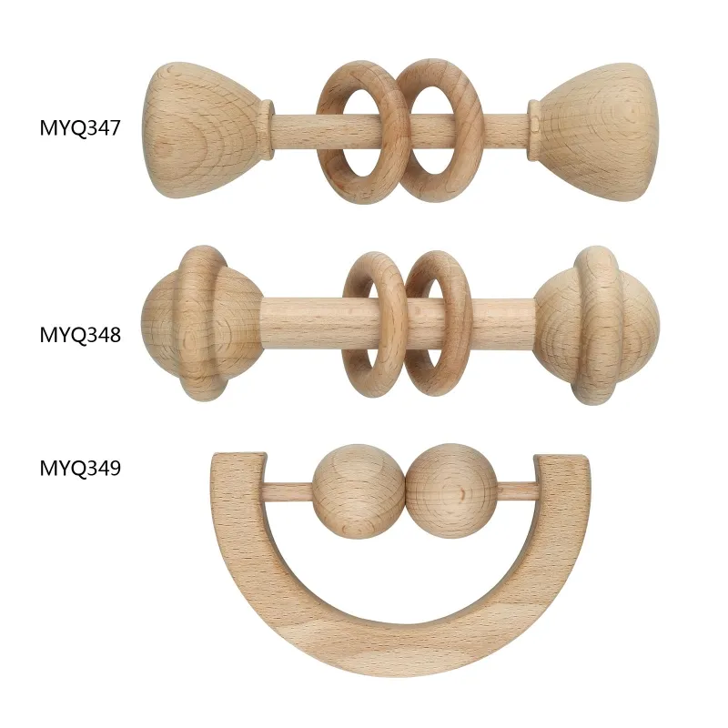 Baby Hand Bell Interactive Wooden Teether Cribe jouet hochet de dentition Jouet de dentition