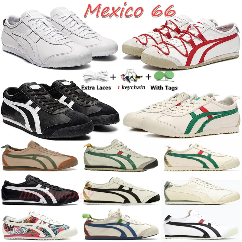 Fashiontiger Mexico 66 Sneakers Sportskor Kvinnor Män designers livsstil Canvas Shoes 66 White Classic Red Mako Blue Flowers Low Trainers 36-44 EUR