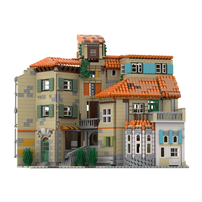 イタリアの建築モジュラービルディングブロックセットストリートビューアパートレジデンシャルハウスレンガモデルおもちゃdiyキッズバースデーギフト
