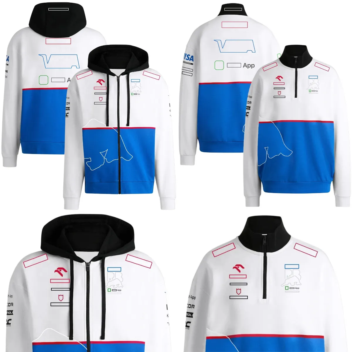 2024 NY F1 HOUDIE Formel 1 Racing i full längd Zip Hoodie för män Casual mode halvzip stand-up tröja unisex pullover toppar