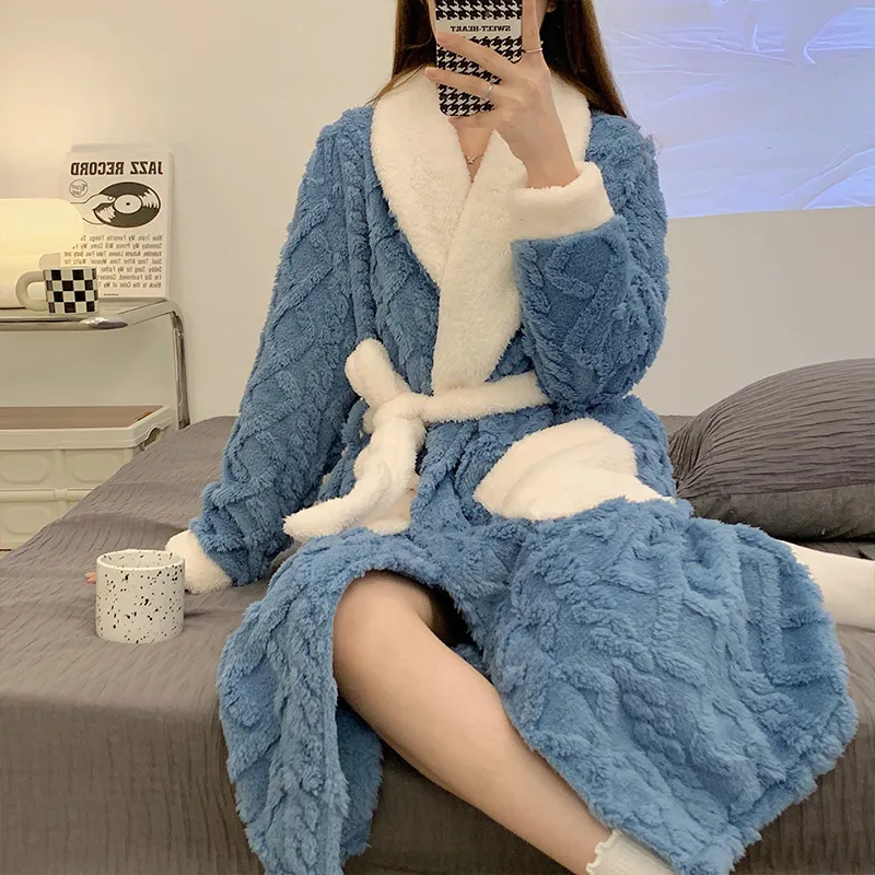 knee length dresses for ladies Women's Merino Wool Thermal Dressing Gown