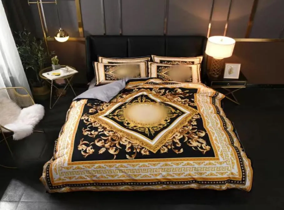 Lyxdesigners sängkläder set mönster tryckt täcke täcke queen size lakan kuddar designer comforter set1948876