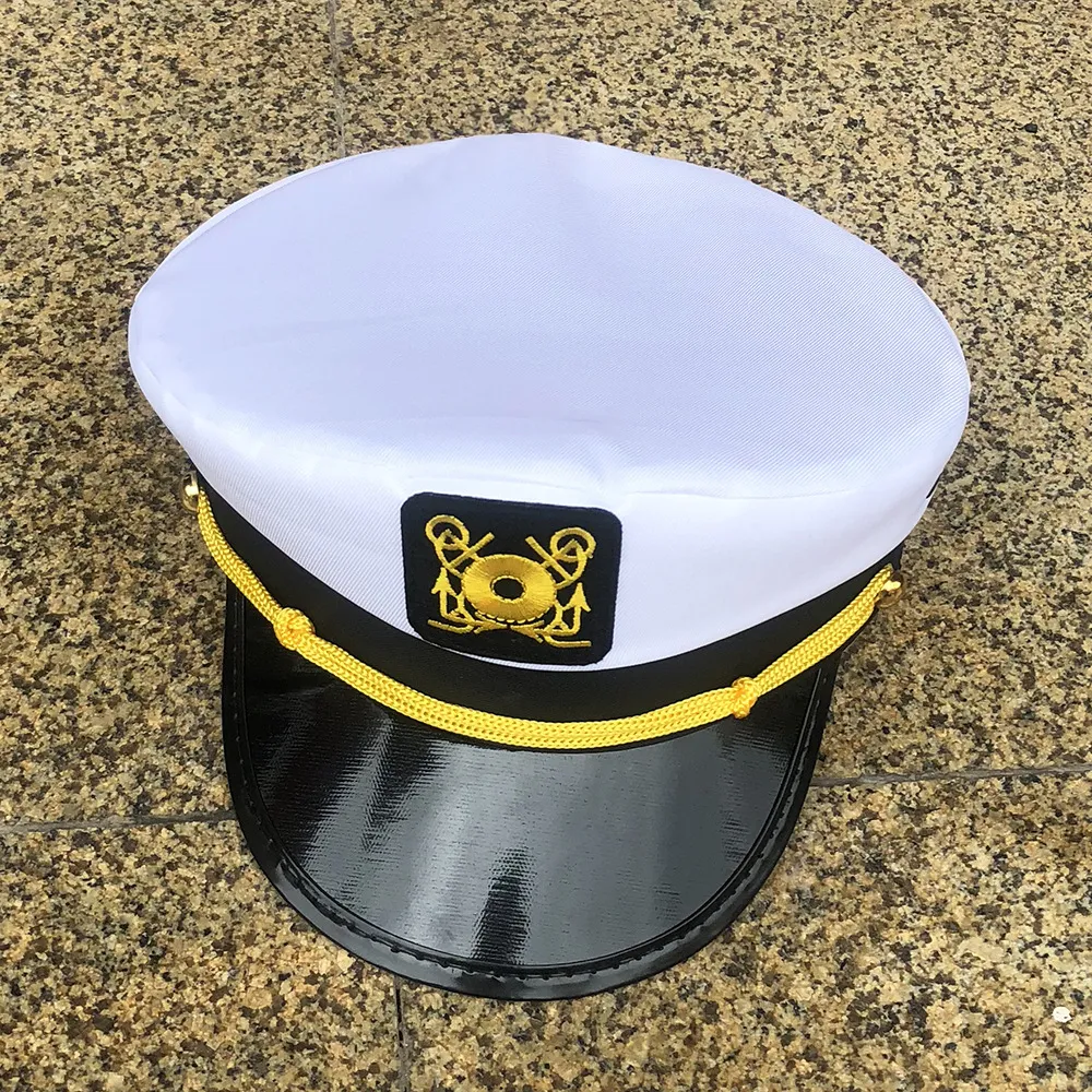 thumbnail image 2 of Authentic Yacht Captain Hat Jarbins 2-Piece Yacht Captain Hat - Adjustable Navy Sailor Costume Hat For Parties Navy Costume Hat 2 of 14