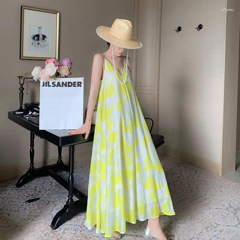 Casual Dresses Shpmishal French Beach kjol Fairy Style Long Dress Women's Vacation Instagram kvinnliga kläder