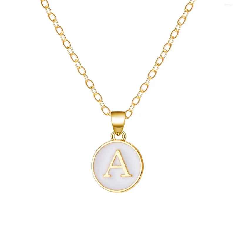 Chains Fashion Round Lettres incrustées Collier pendentif Accessoires en alliage de couleur or Bracelet double face bijoux pourdies