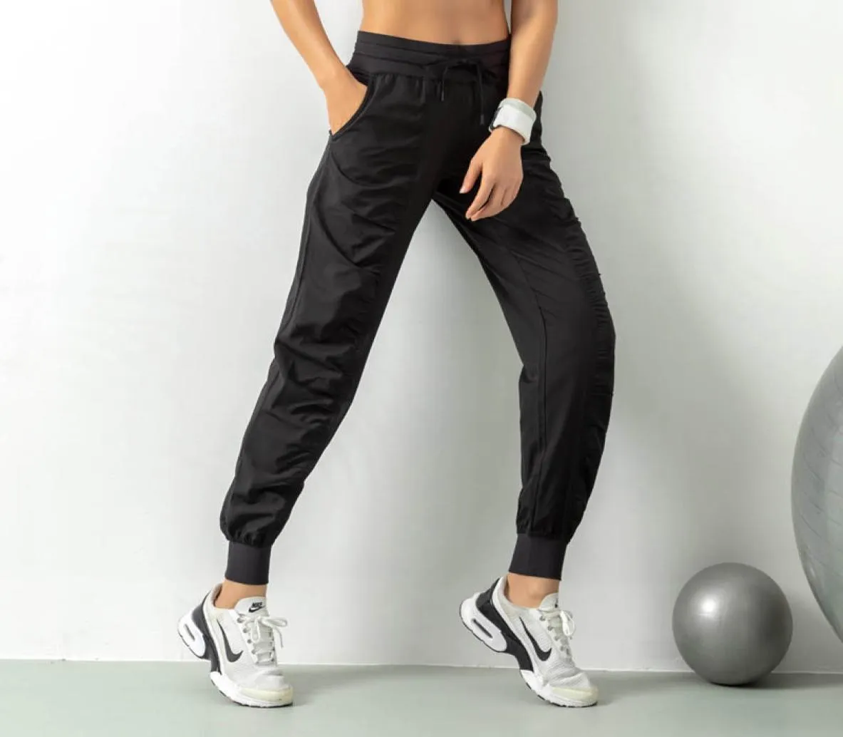 FashionWomen Yoga Studio Panto Panie Szybkie wysuszenie sznurka biegowe sporne spodnie luźne studio taneczne jogger dziewczęta joga spodnie g5905633