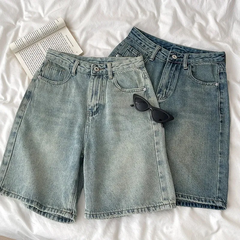 Shorts rétro en denim Femmes Summer High TAIN