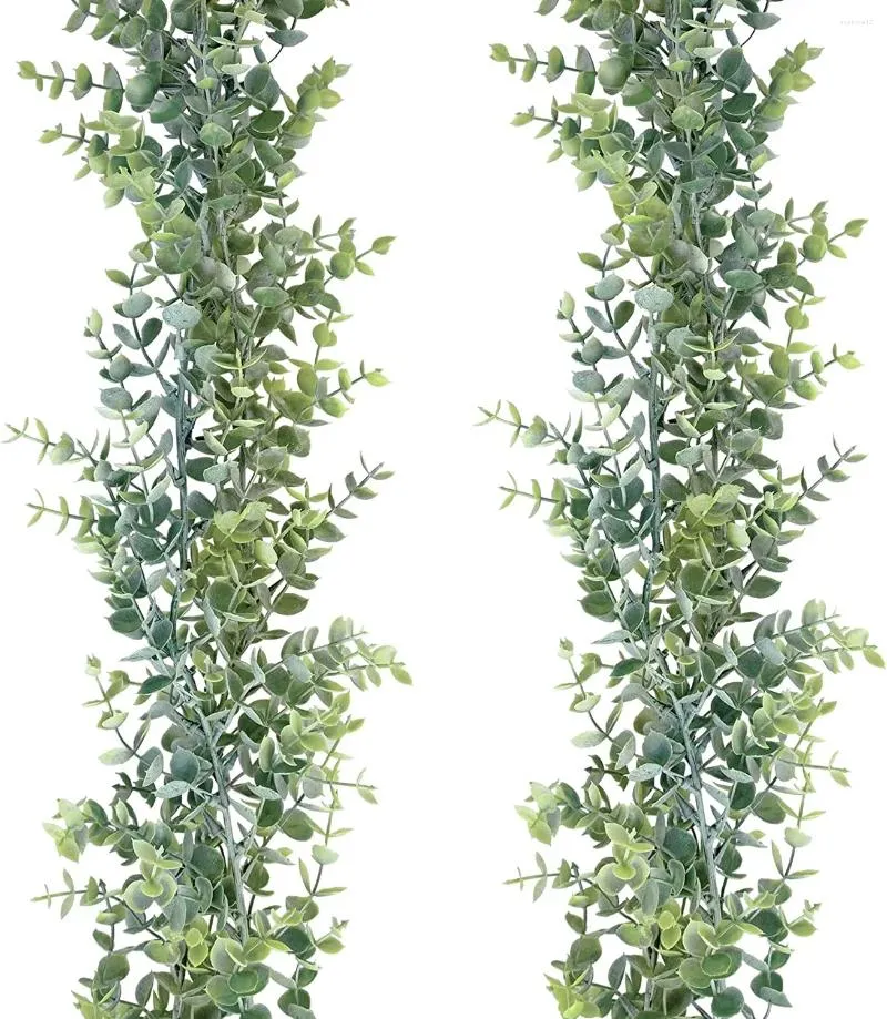 Dekorativa blommor 2 förpackningar Eucalyptus Garland 11.8ft falska vinstockar grönska bakgrundsdekor hängande växt