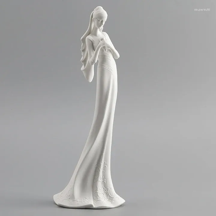 Figurine decorative Regalo di matrimonio in ceramica Bride Decorazione creativa per la casa arredamento squisito arti e mestieri statue ragazza scultura figura