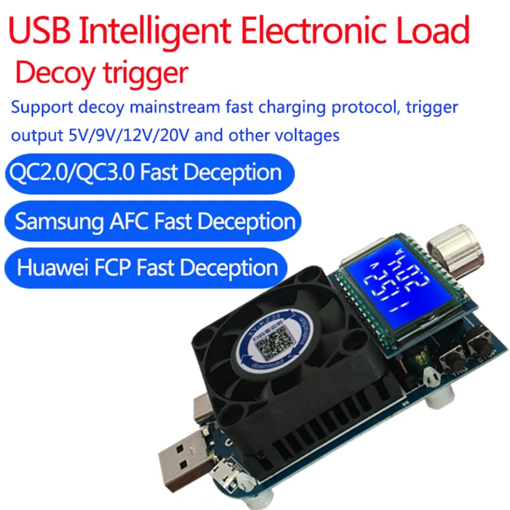 35W 25W Constant Current Electronic Load USB Type C Battery Testser QC2.0/3.0 AFC FCP Triggers Discharge Capacity Monitor