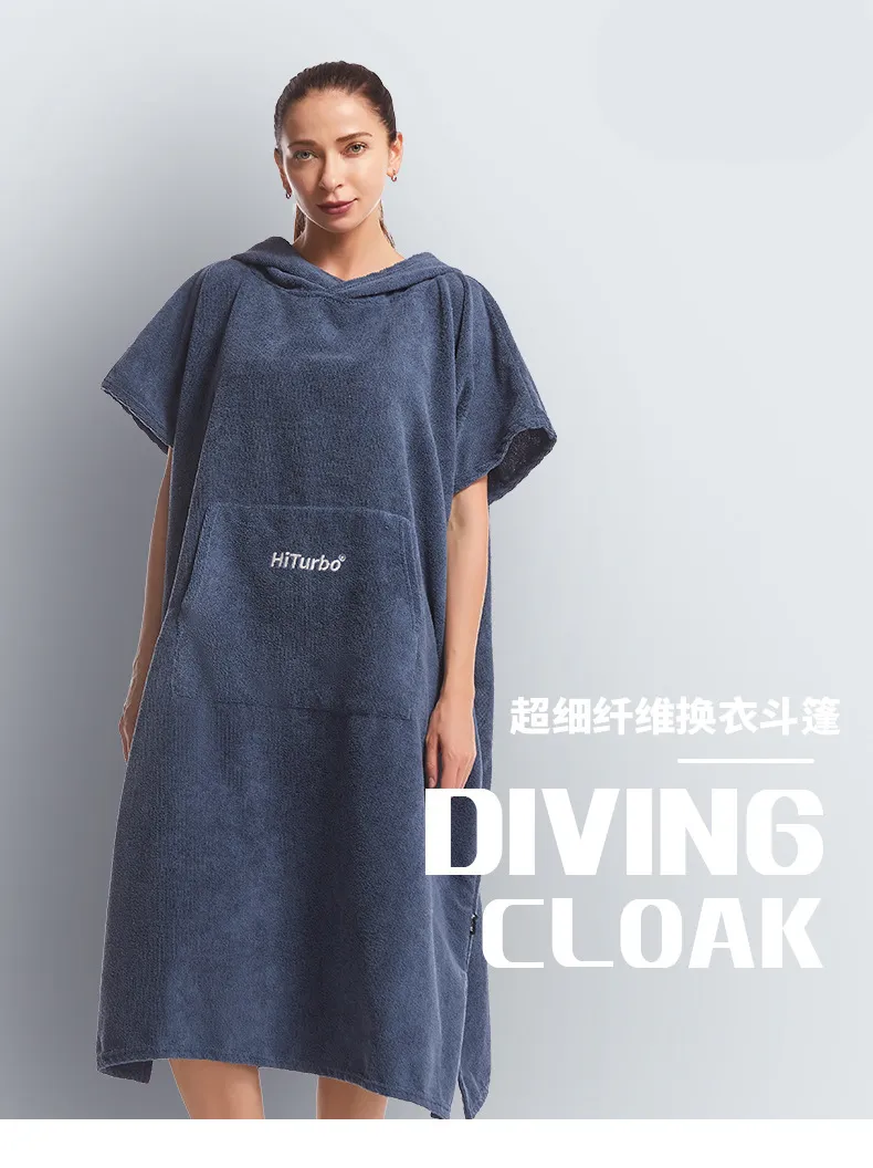 Reversible Microfiber Fleece Change Robe - Quick Dry Beach Towel Poncho ...