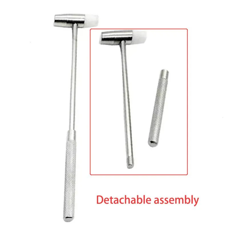 Watch repair tool Removable watch repair hammer Metal soft and hard dual-purpose hammer Long handle rubber hammer 20cm