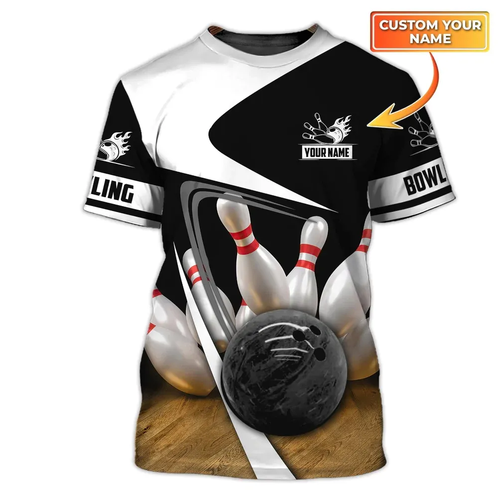 2023 T-shirt da uomo estivo più recente Nome personalizzato Nome Bowling 3D Shirt Stampato 3D unisex Casual Tshirt Gift per Bowling Player DW129