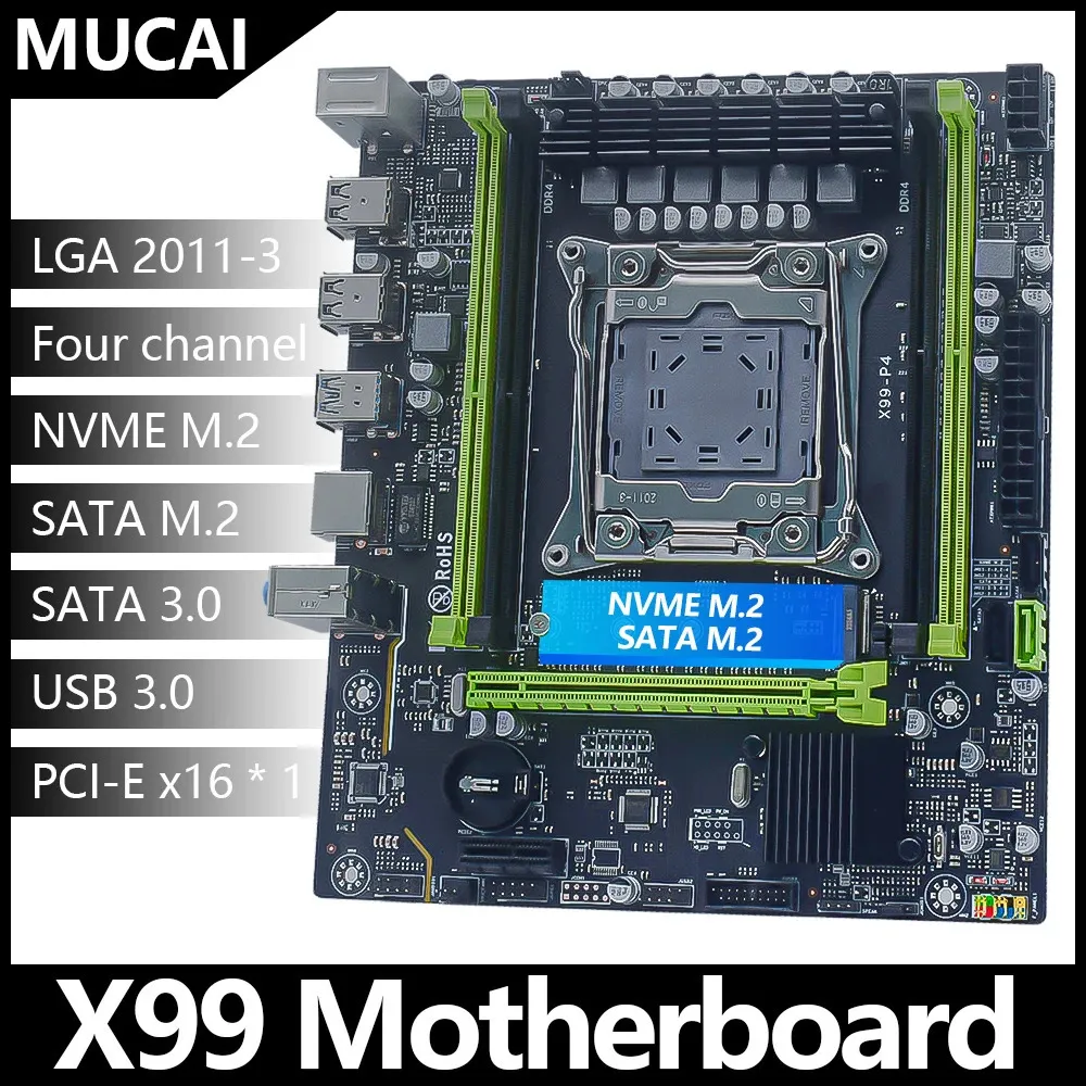 MUCAI X99 P4 마더 보드 LGA 2011-3 지원 Intel Xeon 프로세서 4 채널 DDR4 RAM NVME M.2SATA 3.0 240410