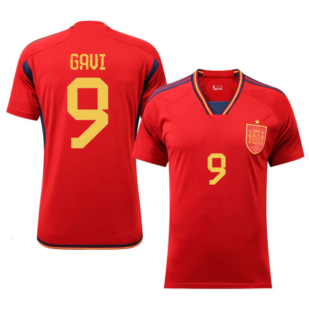 2022 Espagne Home 9 Gavi 10 Pedri 17 Fati 7 Morata Football Vêtements World Coupe du monde