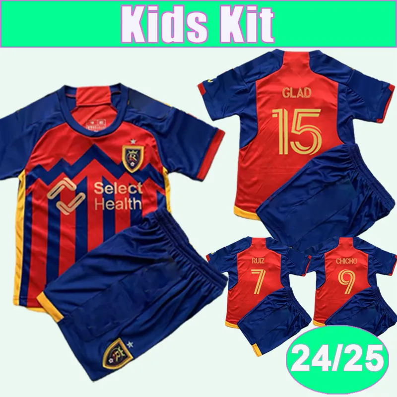 2024 25 Real Kids Kit Soccer Jerseys Salt CHICHO RUIZ LUNA CROOKS GLAD OJEDA Lake Home Red Child Suit Football Shirt Short Sleeve Uniforms