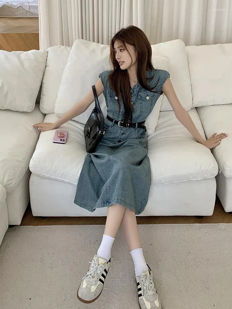 sachin and babi light blue dress Cotton Casual Denim Dress for Women with Sleeveless Pocket Design and  Natural Waistline, Ankle-Length A-Line Pullover Dress for Summer from  Dhgate Basic & Casual Dresses