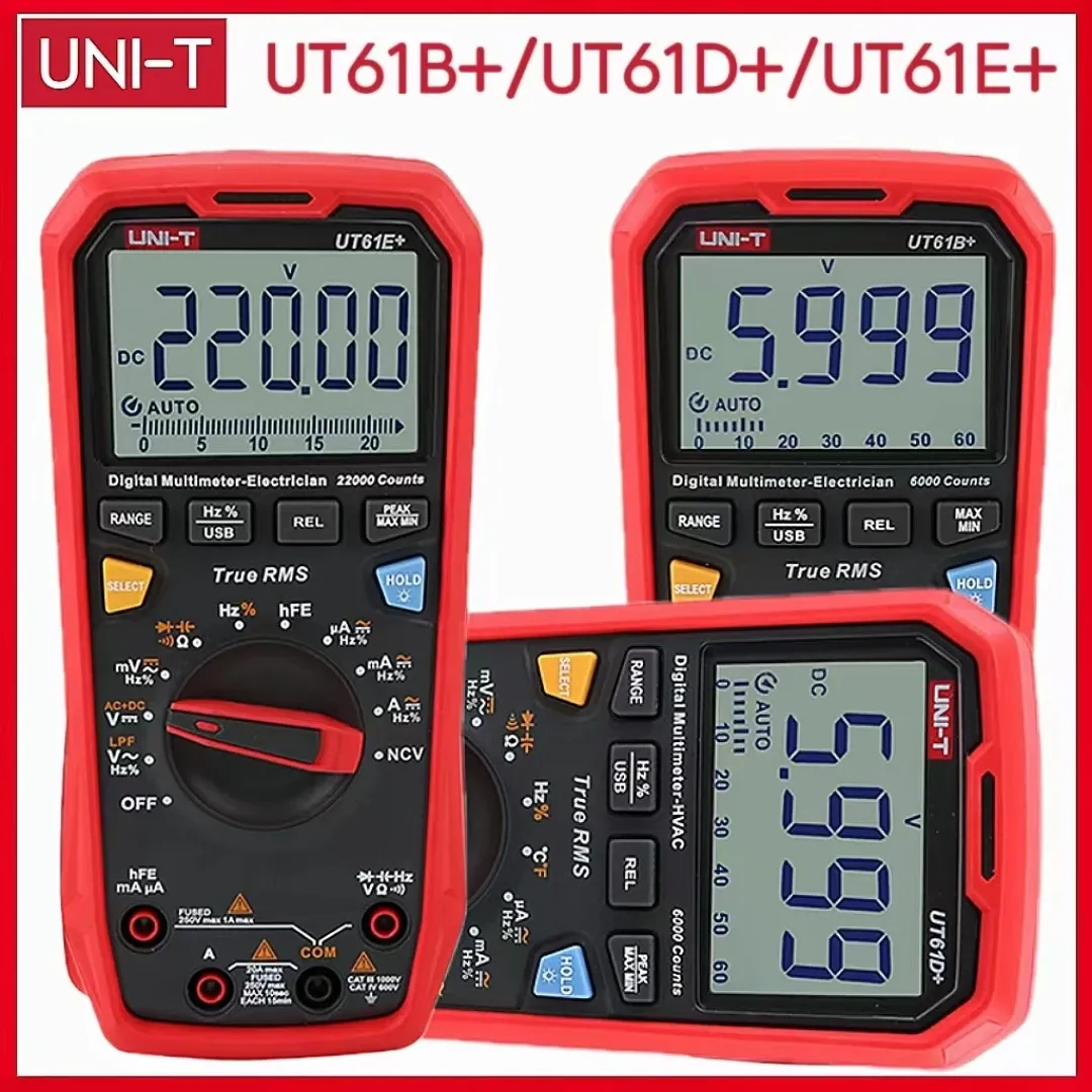 UNI-T UT61B+ UT61E+ UT61D+ Handheld Digital Multimeter Auto Range 6000 Counts DC AC 1000V Current Capacitance Tester