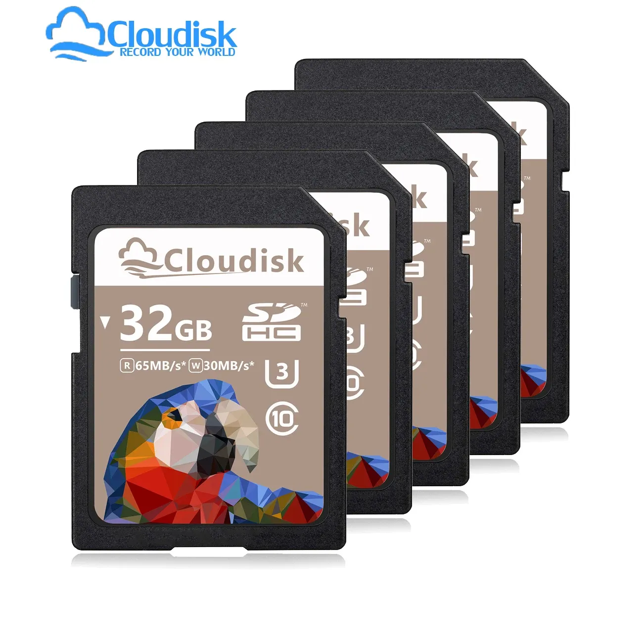 Cartões Cloudisk 5pack Câmera SD Card 32 GB 64GB 128GB SDXC U3 V30 Card de memória flash 16GB 8GB 4GB SDHC Class10 UHSI para carro DV SLR