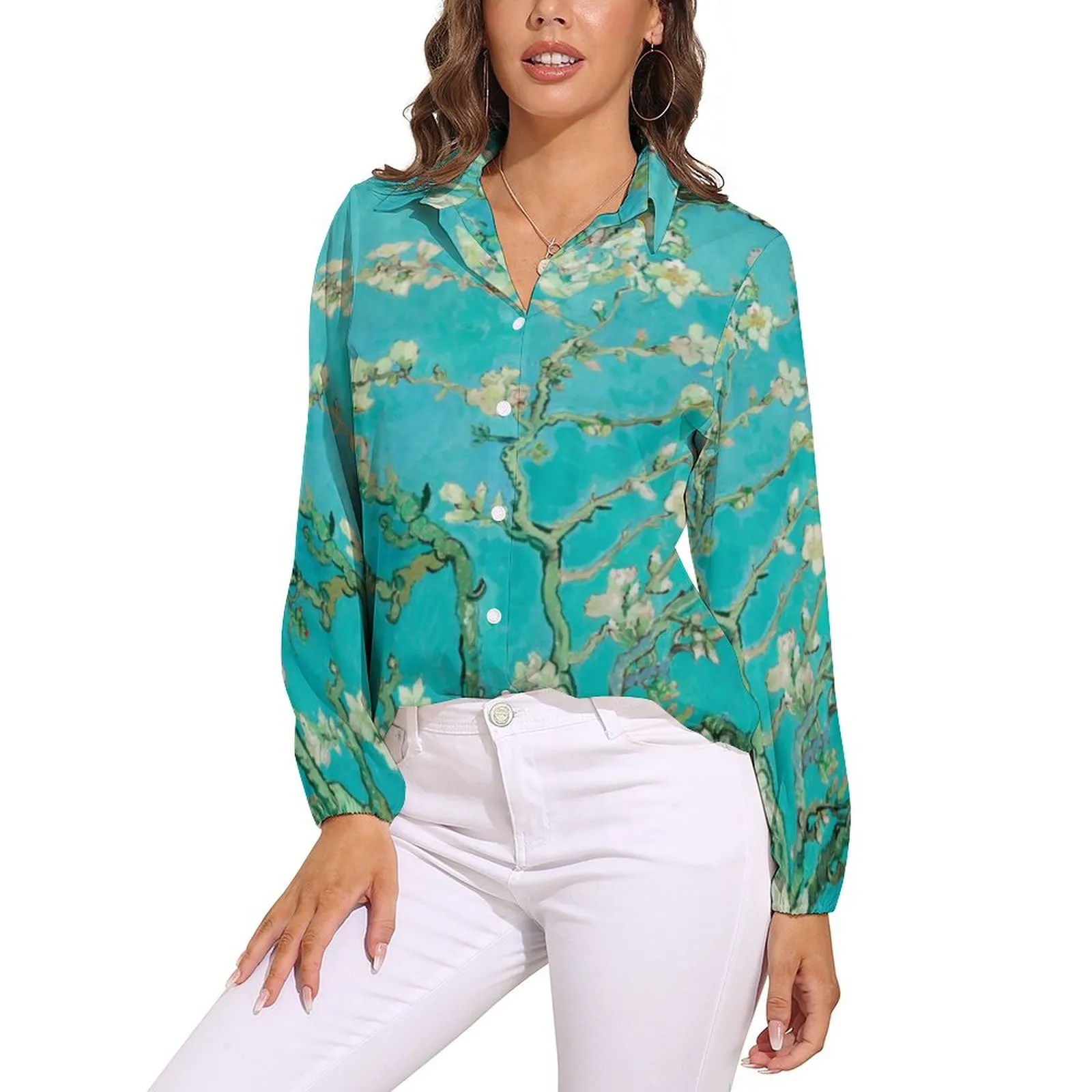 Summer Van Gogh Long Skeeve Top - green Van Gogh Summer Gifts 