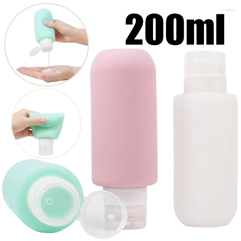 Butelki do przechowywania 200 ml silikonowej butelki z napędem do napełniania płynu żelowe szampon szampon pusty przenośne akcesoria podróżne hurtowe