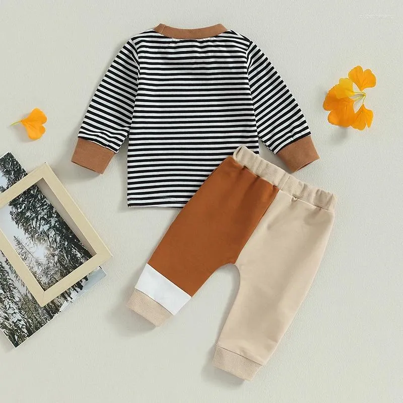 Наборы одежды для малыша Baby Boy наряд с длинными рукавами брюки с полосатыми блузками 2pcs set